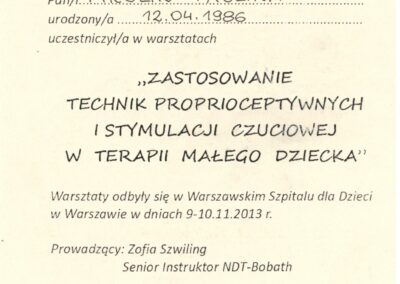 Zastosowanie technik proprioceptywnych i stymulacji czuciowej w terapii małego dziecka